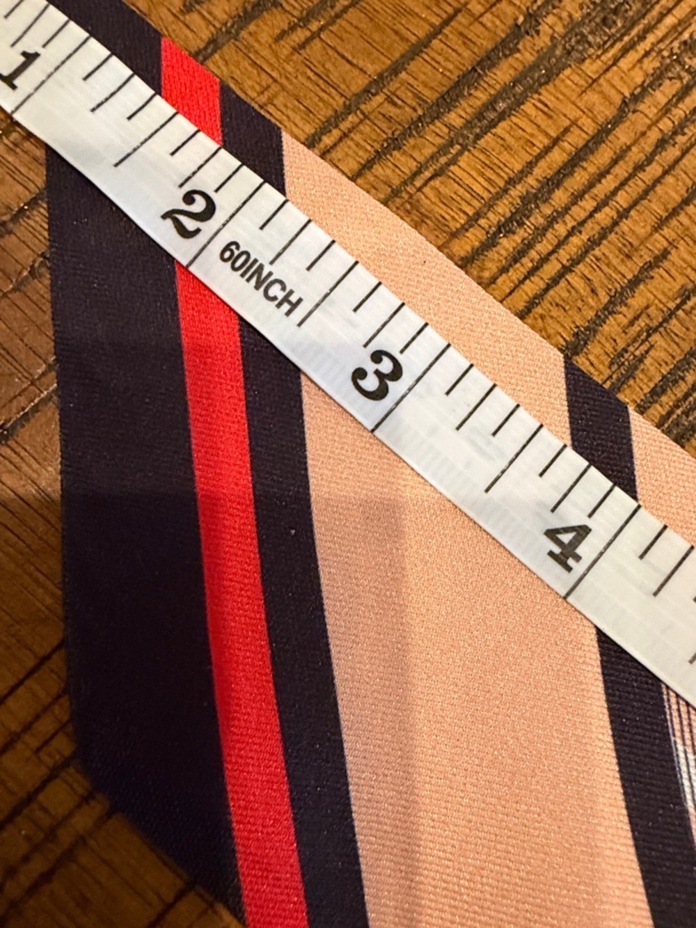 Burberry Peach Plaid & Stripe Silk Twilly Scarf - Picture 8 of 11